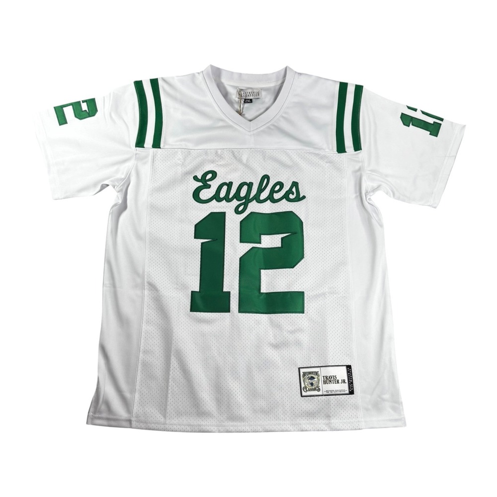Authentic Classics Travis Hunter Jr Collins HS Jersey White Green 2XL NEW
